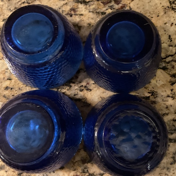 Hobnail Cobalt Blue Set of 4 Desert Cups. - Picture 3 of 6